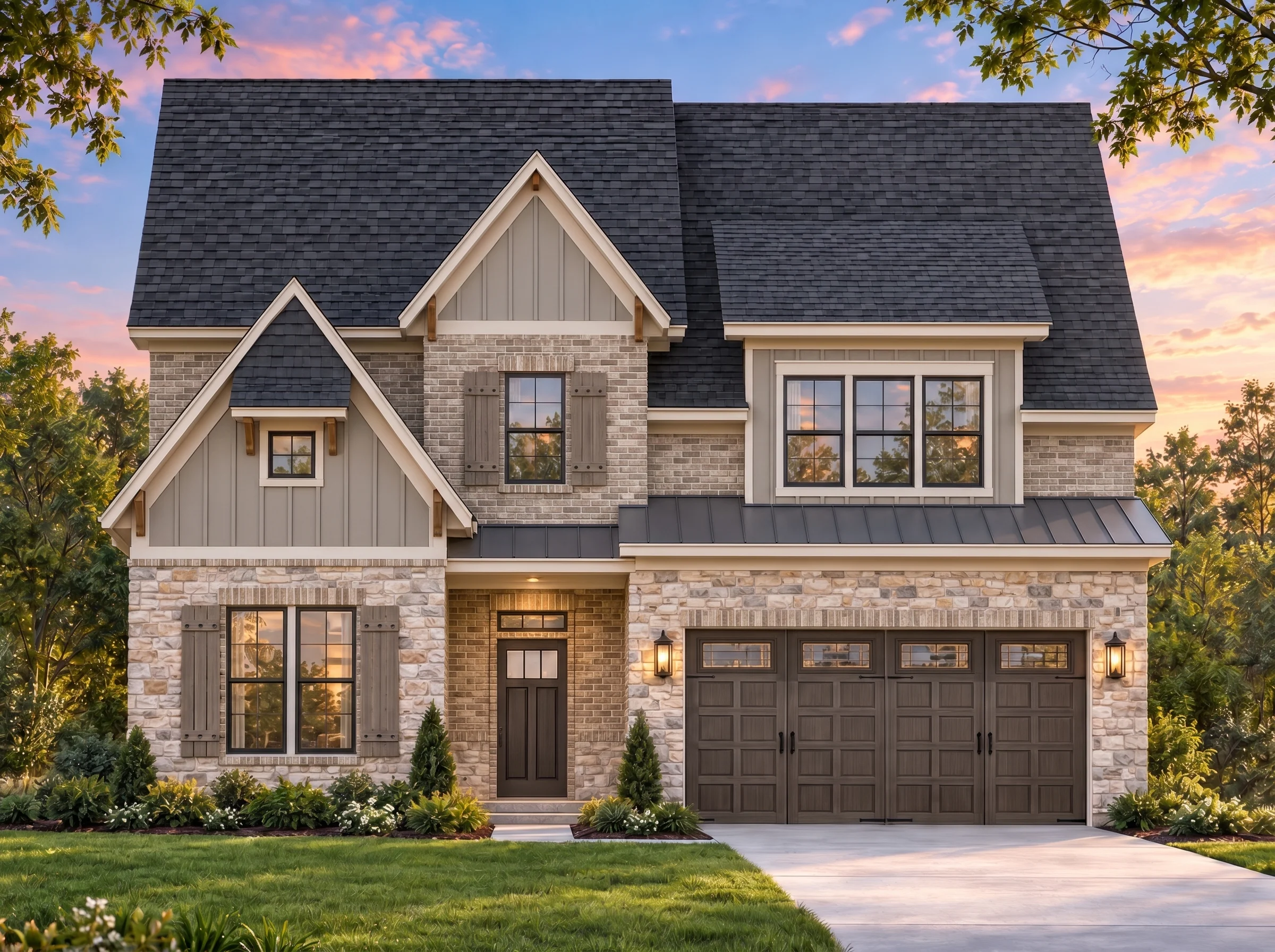 Plan  20-1080 – Effort House |  Modern Farmhouse – 3-Bed, 2-Bath, 4,573 SF - Natural Brick, AI-generated exterior concept