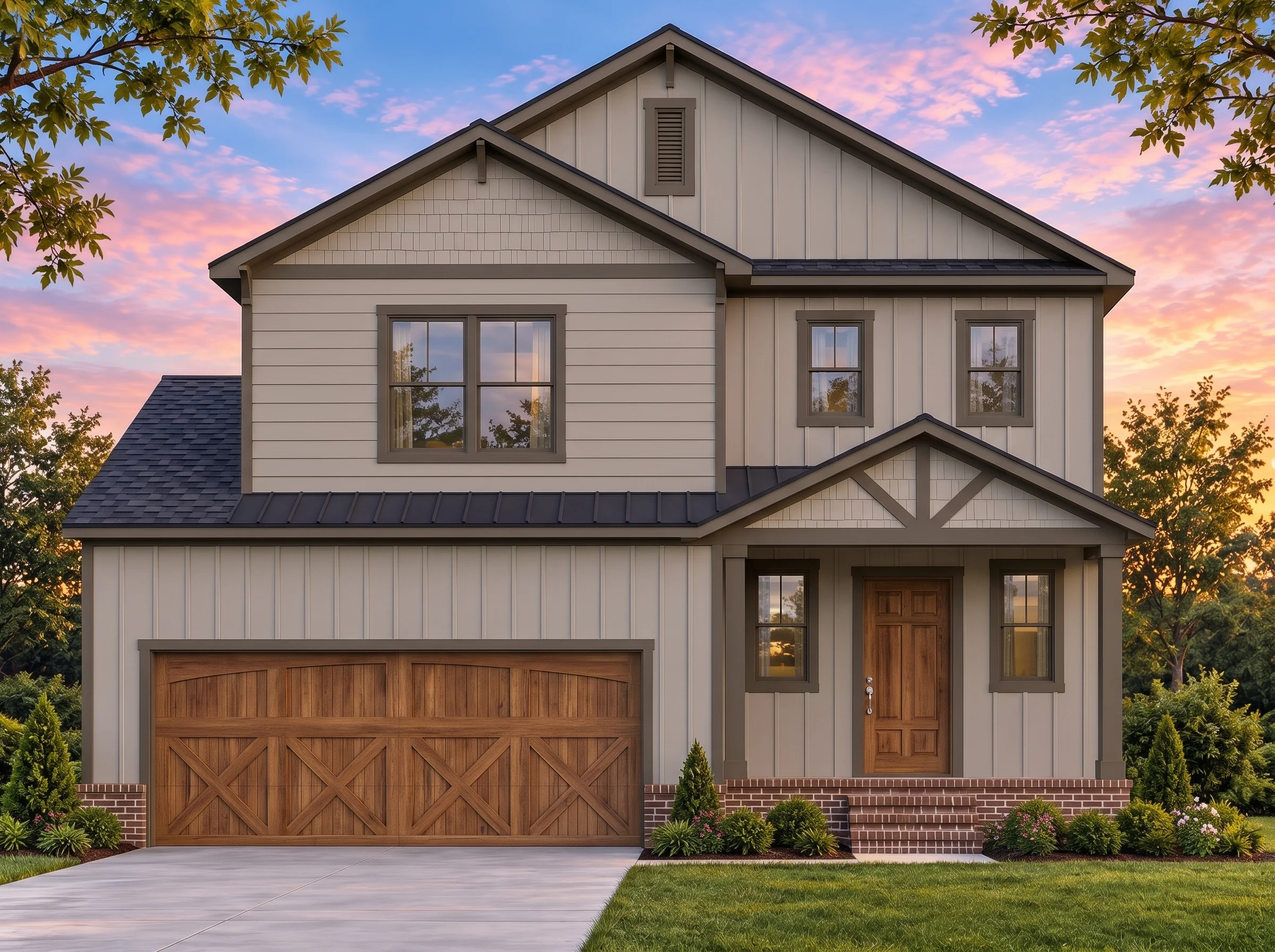 Plan  20-1058 – Ohio Plateau |  Craftsman – 3-Bed, 2-Bath, 3,014 SF - Mushroom Taupe, AI-generated exterior concept
