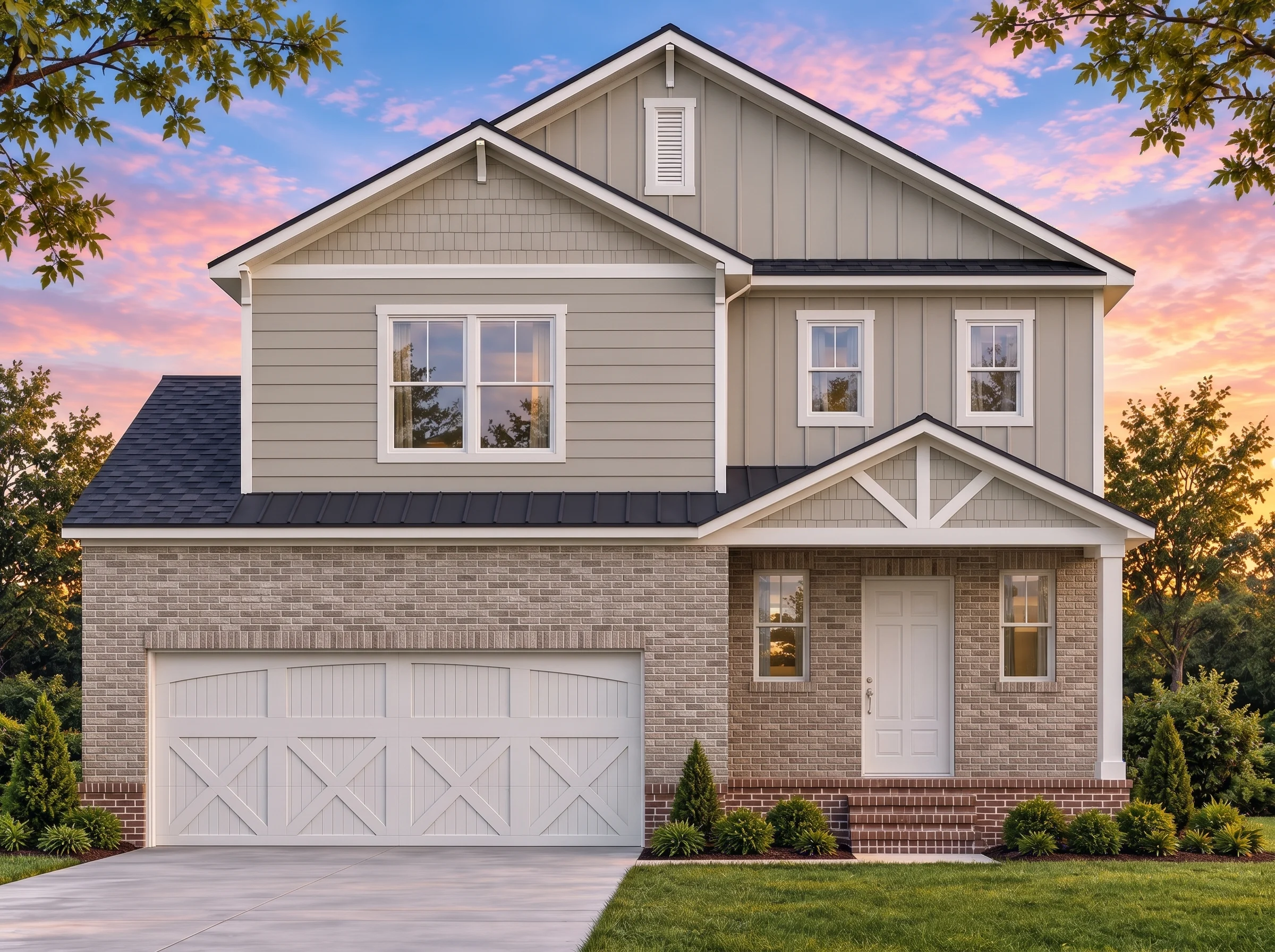 Plan  20-1058 – Ohio Plateau |  Craftsman – 3-Bed, 2-Bath, 3,014 SF - Natural Brick, AI-generated exterior concept