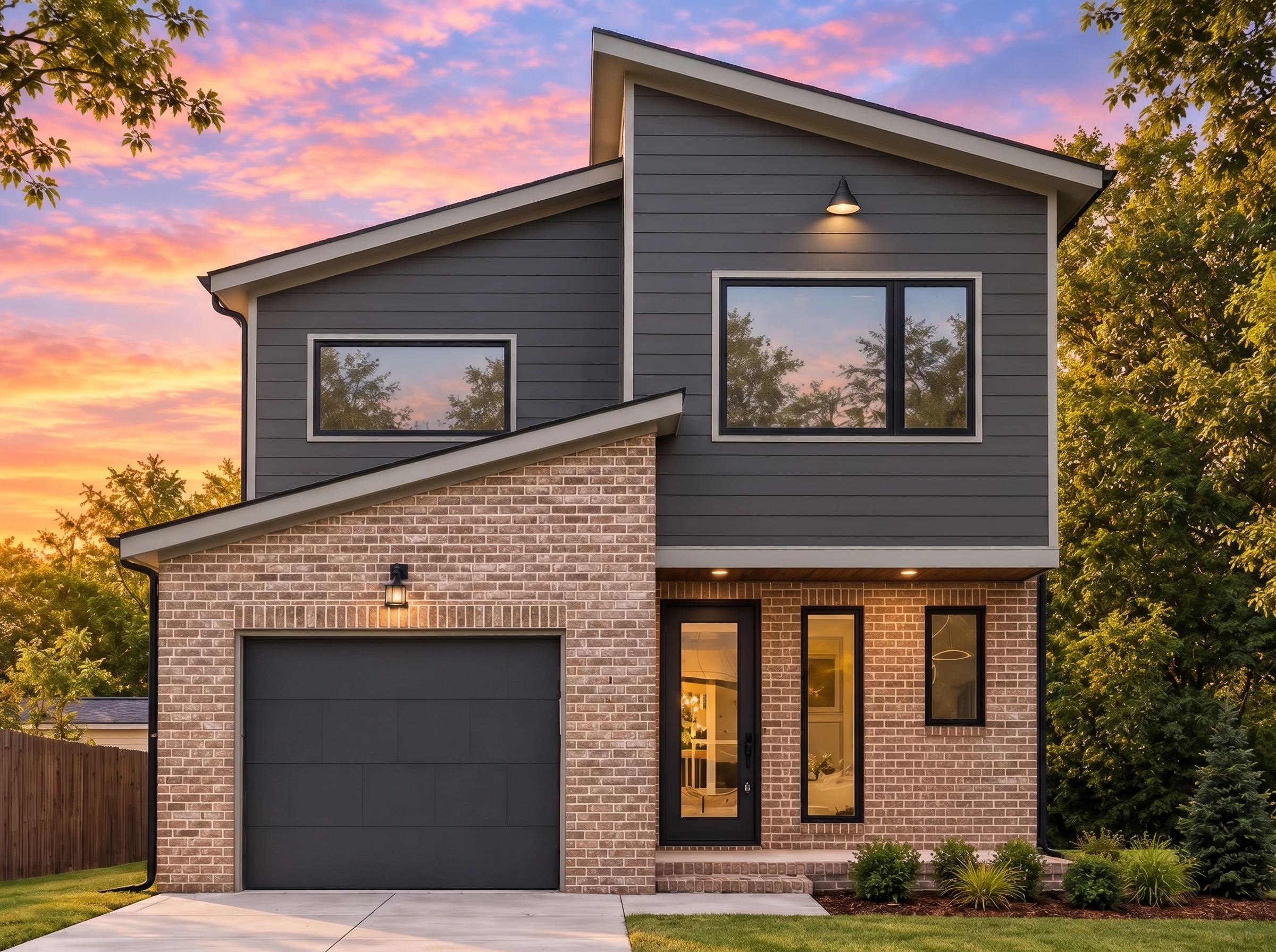Plan  20-1422 – Gloucestershire Farm  | Modern Contemporary – 3-Bed, 2.5-Bath, 3,980 SF - Warm Charcoal, AI-generated exterior concept