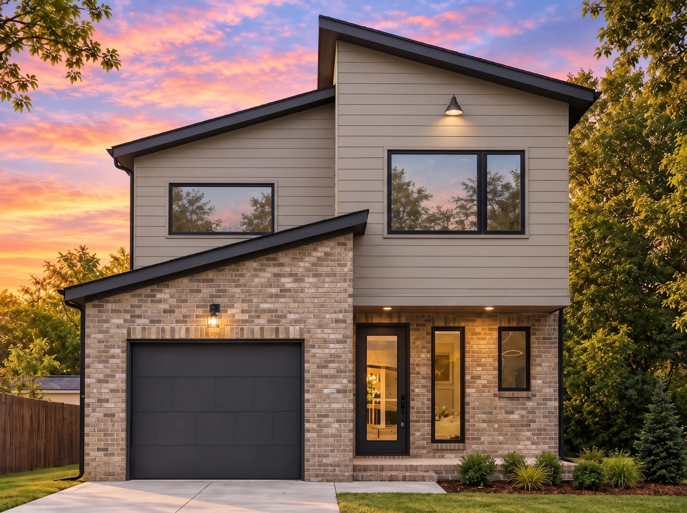 Plan  20-1422 – Gloucestershire Farm  | Modern Contemporary – 3-Bed, 2.5-Bath, 3,980 SF - Natural Brick, AI-generated exterior concept