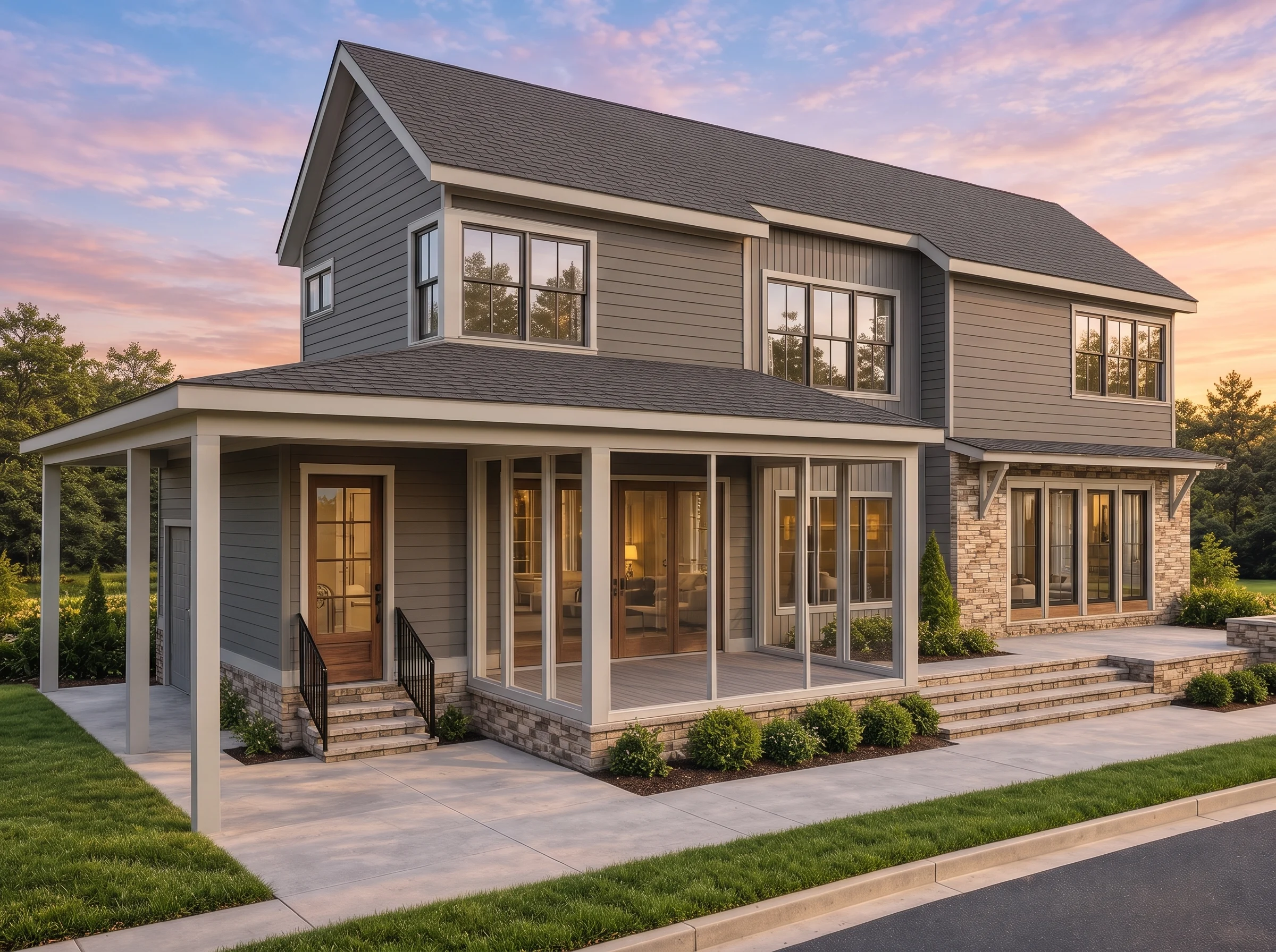Plan  20-1579 – Aster Cove Estate |  Coastal Farmhouse – 3-Bed, 3.5-Bath, 1,965 SF - Warm Charcoal, AI-generated exterior concept