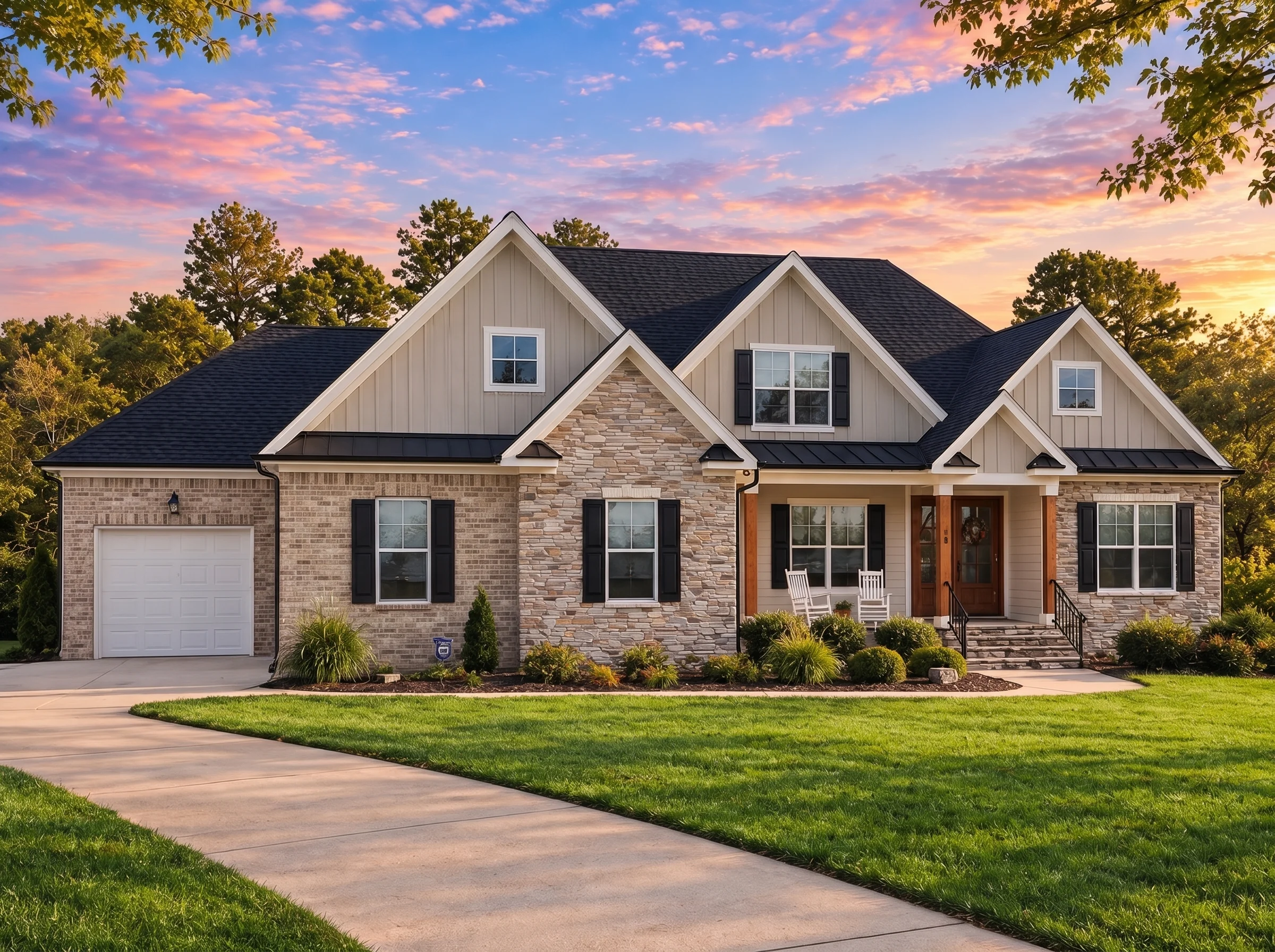 Plan  20-1923 – Borough Retreat |  Modern Farmhouse – 3-Bed, 4-Bath, 3,285 SF - Natural Brick, AI-generated exterior concept