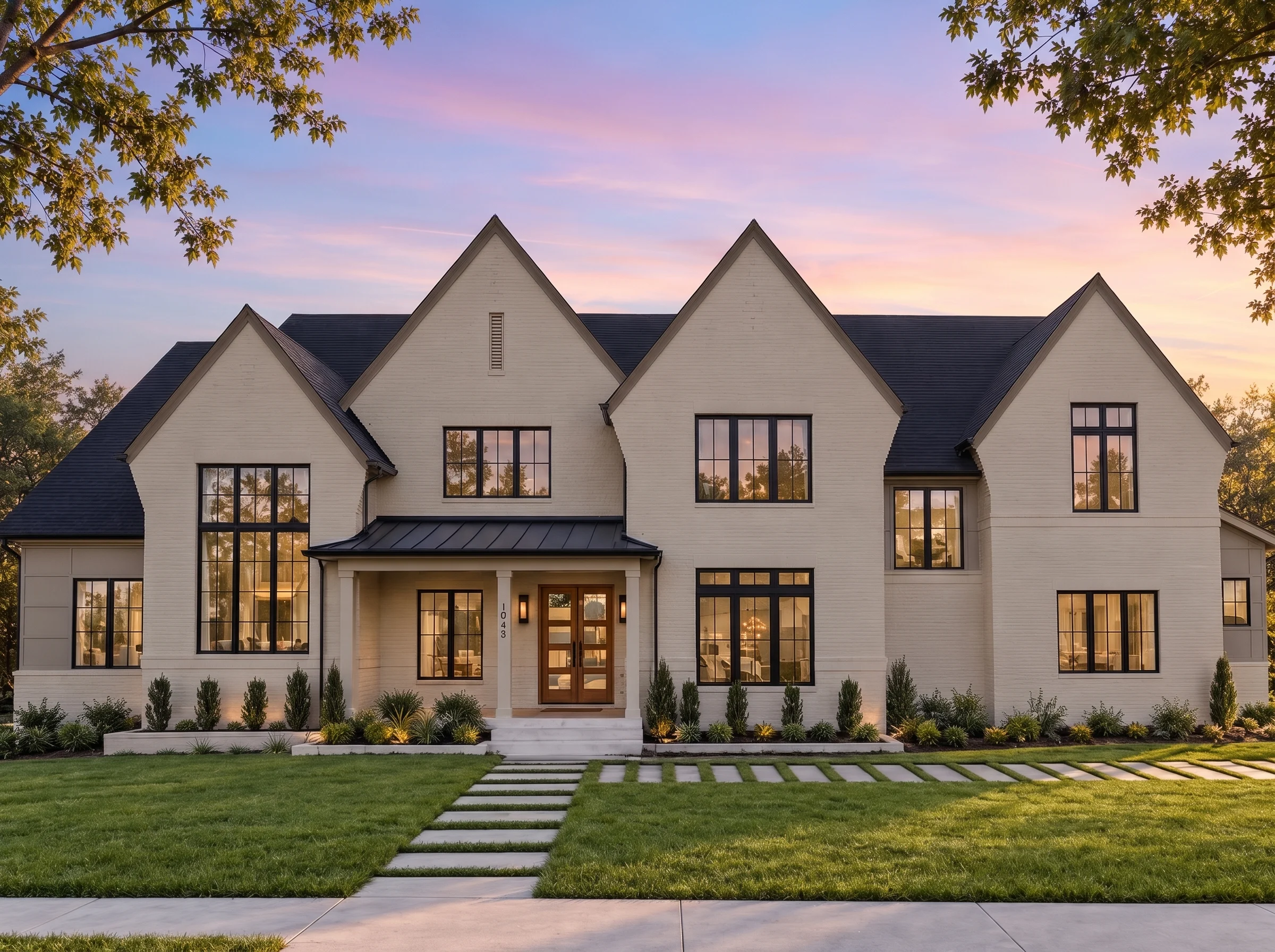 Plan  20-2021 – Jersey Basin |  Modern Farmhouse – 6-Bed, 5-Bath, 6,800 SF - Mushroom Taupe, AI-generated exterior concept
