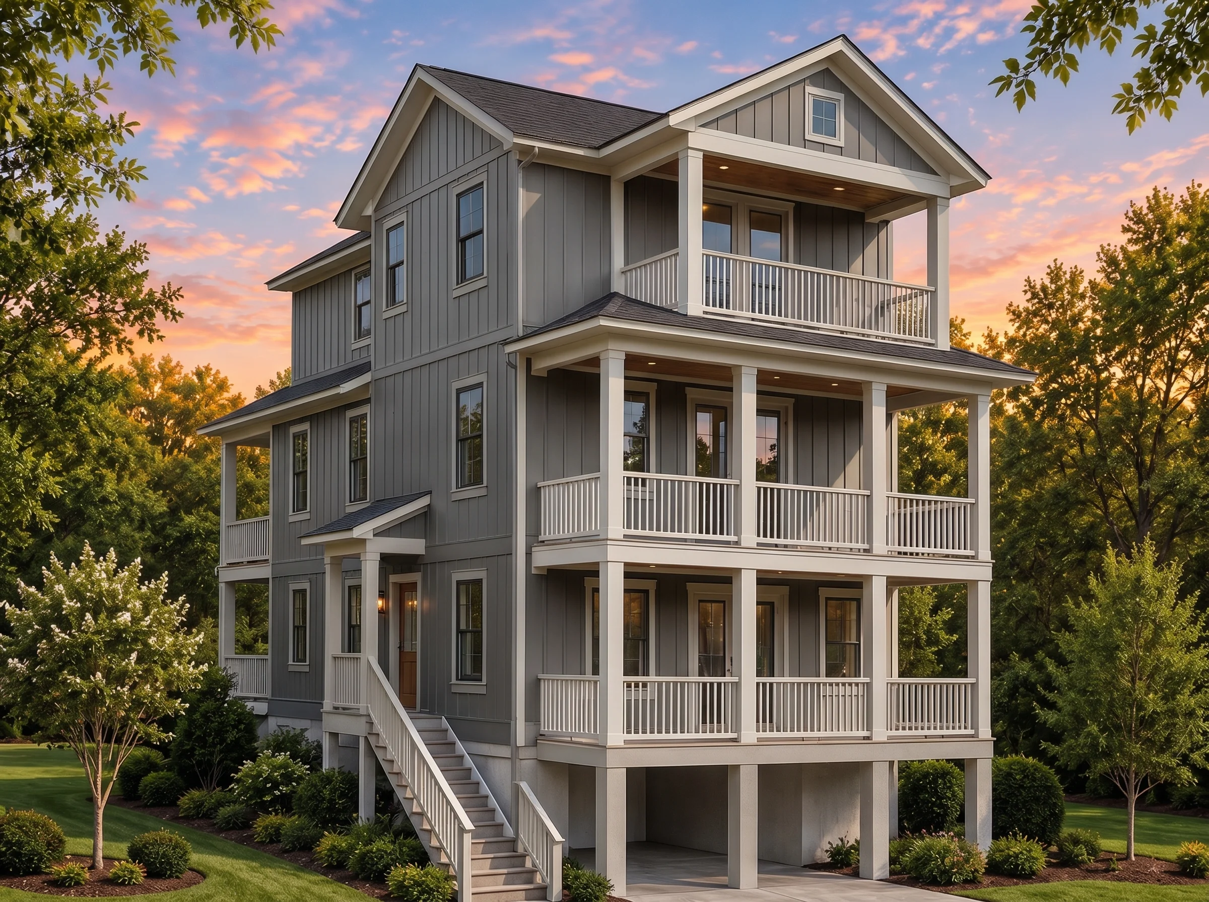 Plan  20-2159 – Aster Oak Cottage |  Coastal – 3-Bed, 2.5-Bath, 3,057 SF - Warm Charcoal, AI-generated exterior concept