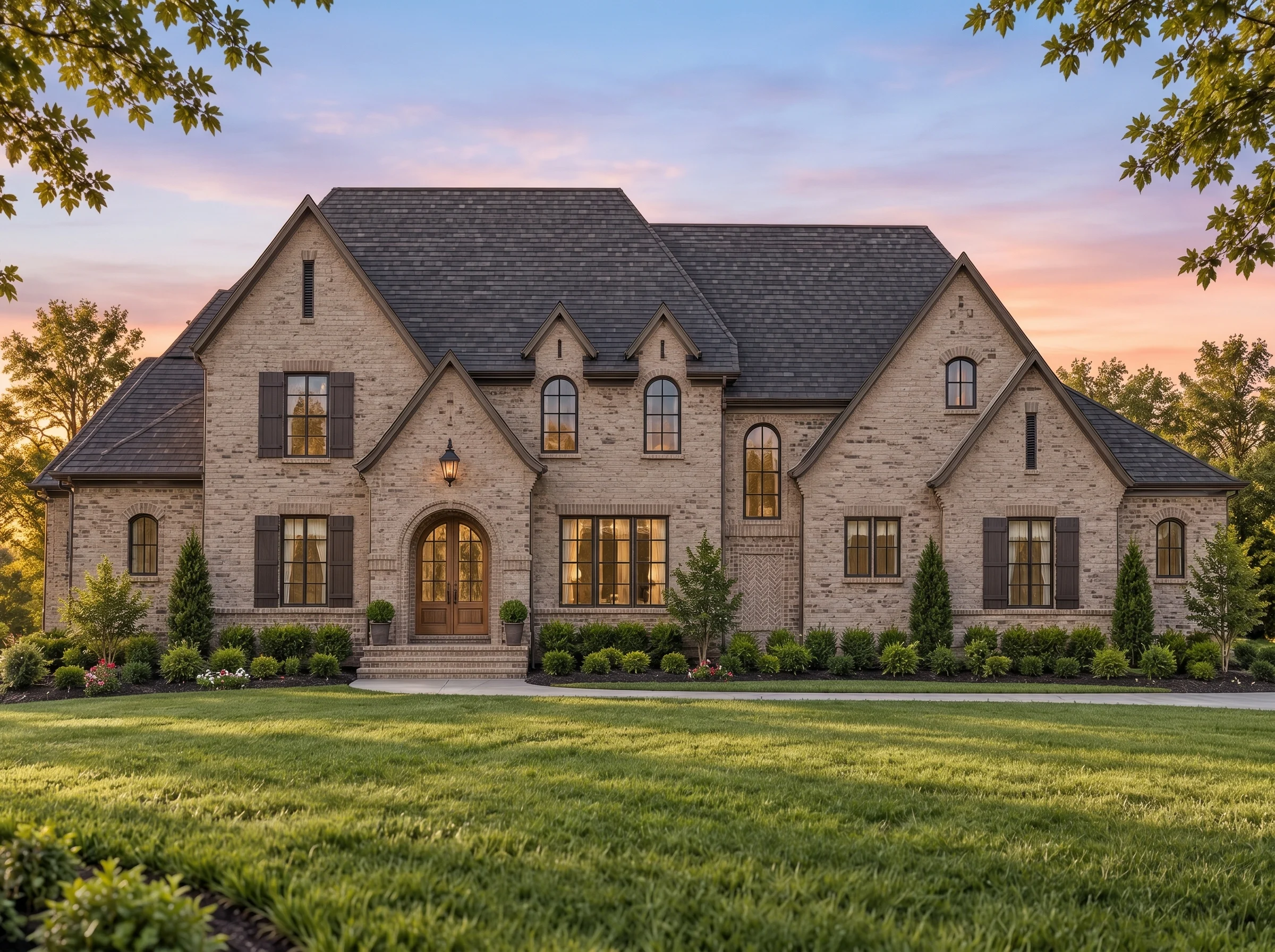 Plan  20-2200 – The Hall House |  Traditional Colonial – 4-Bed, 4-Bath, 4,149 SF - Mushroom Taupe, AI-generated exterior concept