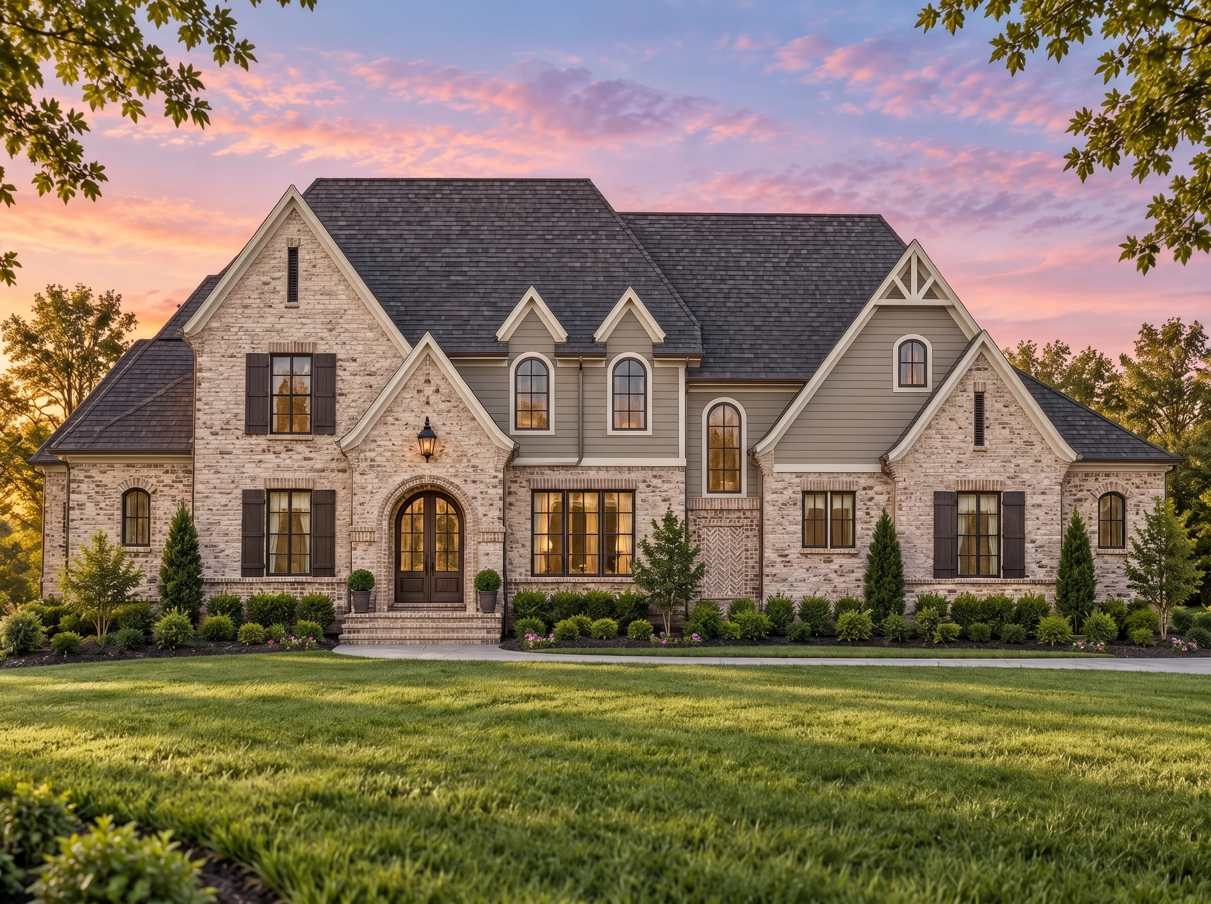 Plan  20-2200 – The Hall House |  Traditional Colonial – 4-Bed, 4-Bath, 4,149 SF - Natural Brick, AI-generated exterior concept