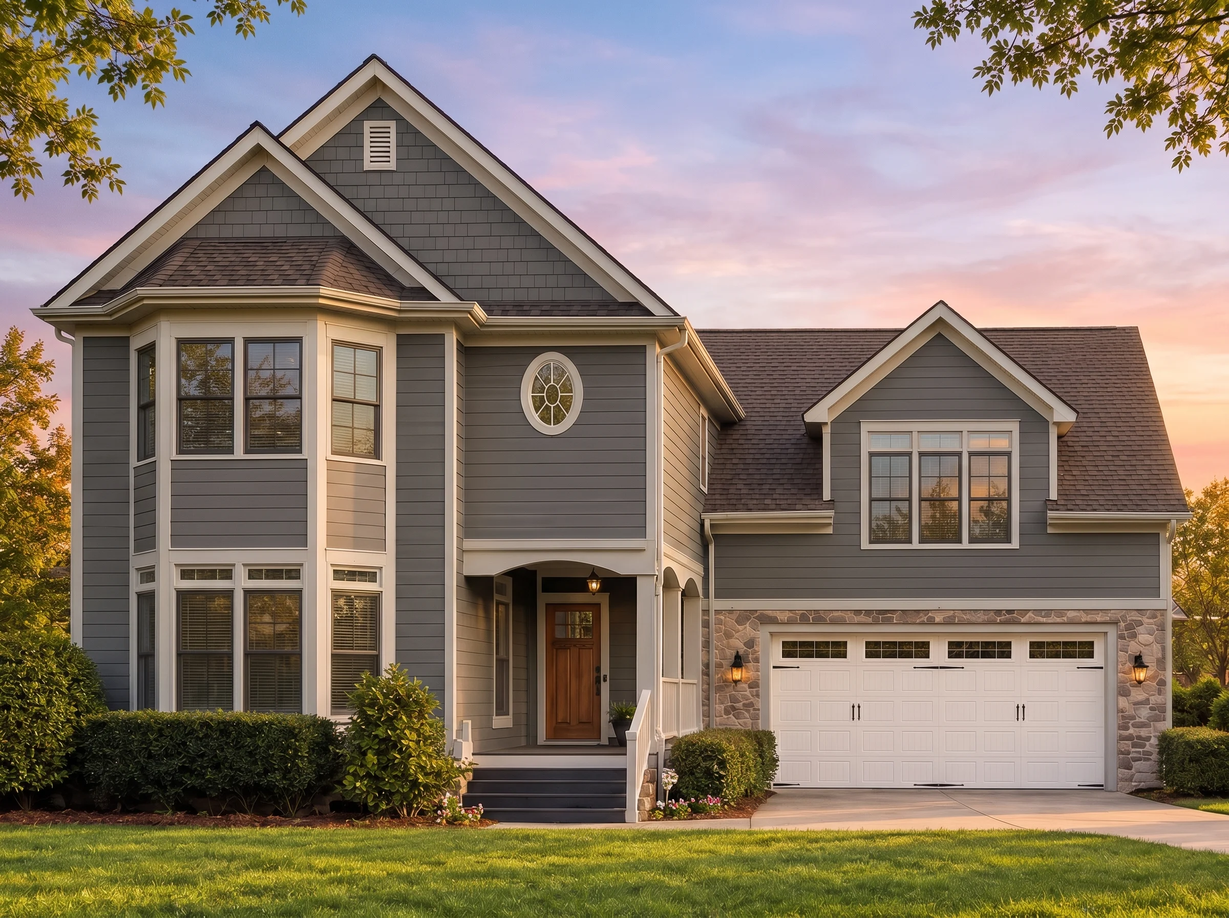 Plan  8-1804 – Aster Trail Place |  Traditional Colonial – 3-Bed, 2.5-Bath, 2,455 SF - Warm Charcoal, AI-generated exterior concept