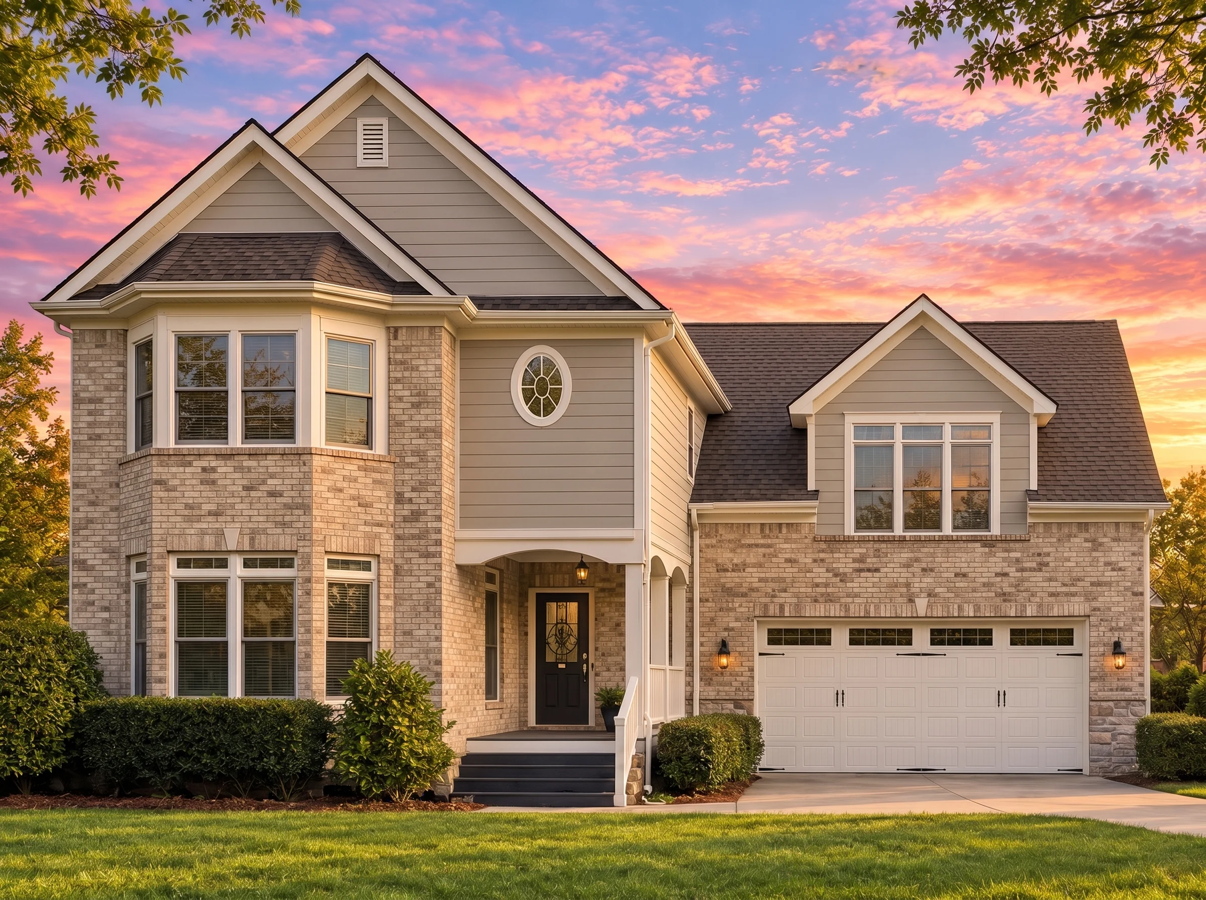 Plan  8-1804 – Aster Trail Place |  Traditional Colonial – 3-Bed, 2.5-Bath, 2,455 SF - Natural Brick, AI-generated exterior concept