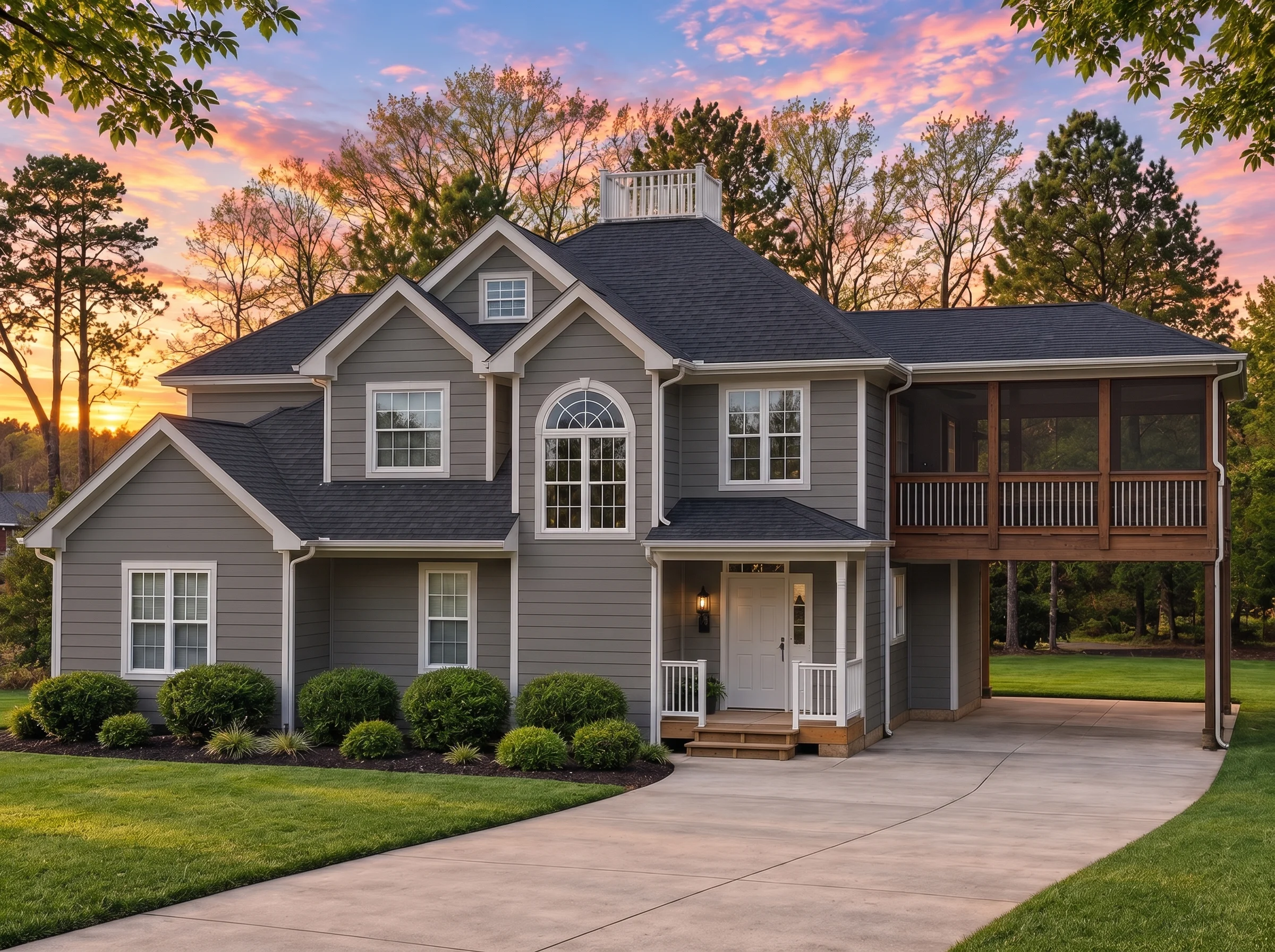 Plan  9-1054 – The Hall Station |  Modern Farmhouse – 3-Bed, 2-Bath, 2,337 SF - Warm Charcoal, AI-generated exterior concept
