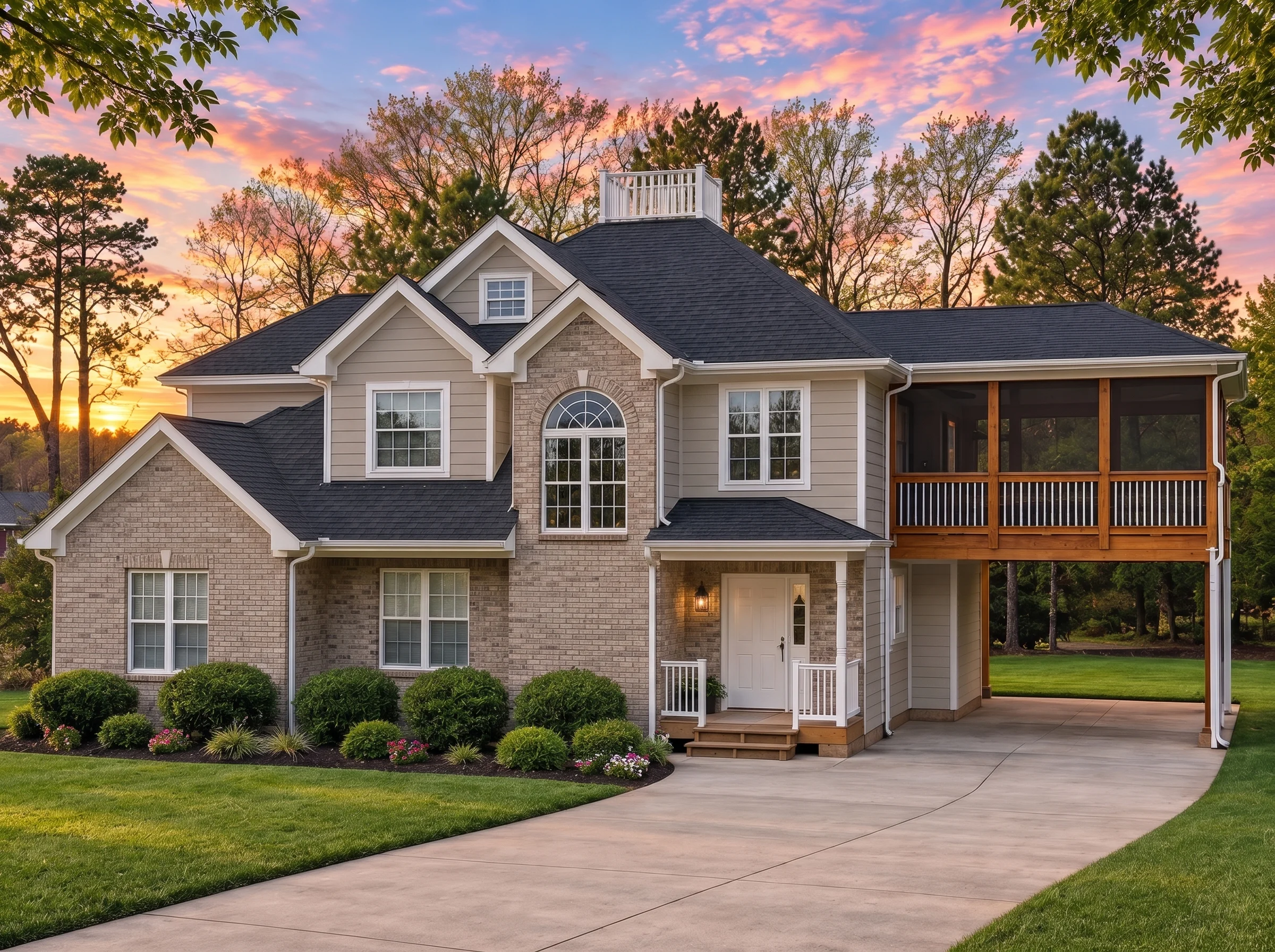 Plan  9-1054 – The Hall Station |  Modern Farmhouse – 3-Bed, 2-Bath, 2,337 SF - Natural Brick, AI-generated exterior concept