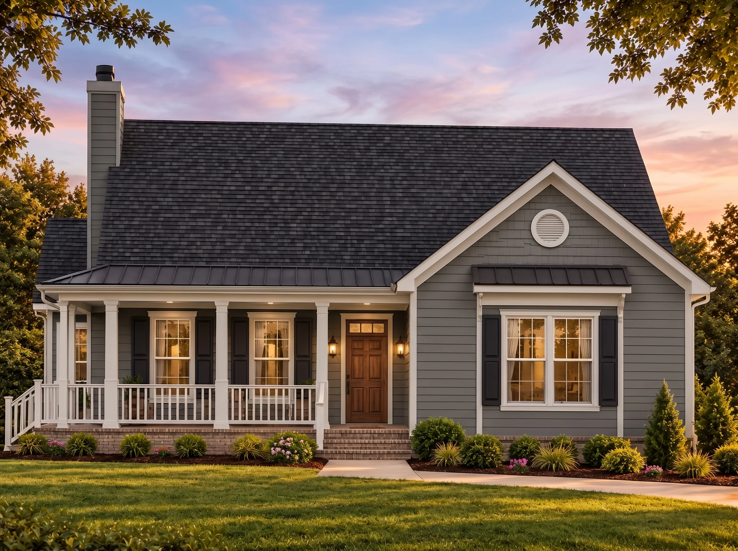 Plan  9-1713 – Auburn Point Retreat  | Cape Cod – 5-Bed, 3-Bath, 2,040 SF - Warm Charcoal, AI-generated exterior concept