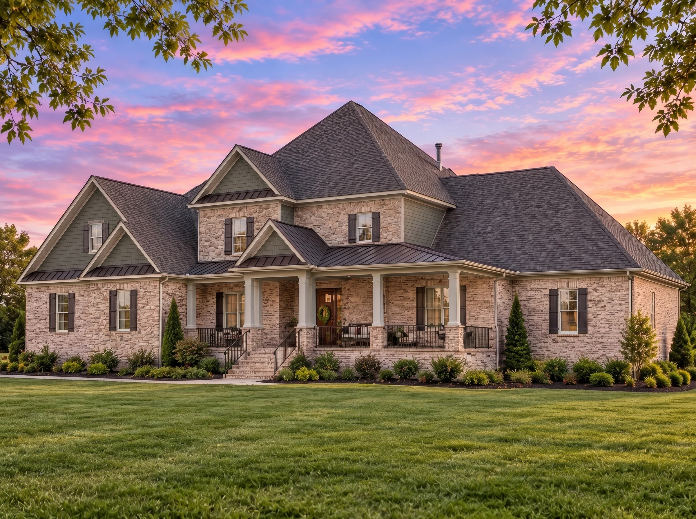 Plan  9-1708 – Auburn Summit House |  New American – 4-Bed, 4-Bath, 4,073 SF - Warm Charcoal, AI-generated exterior concept