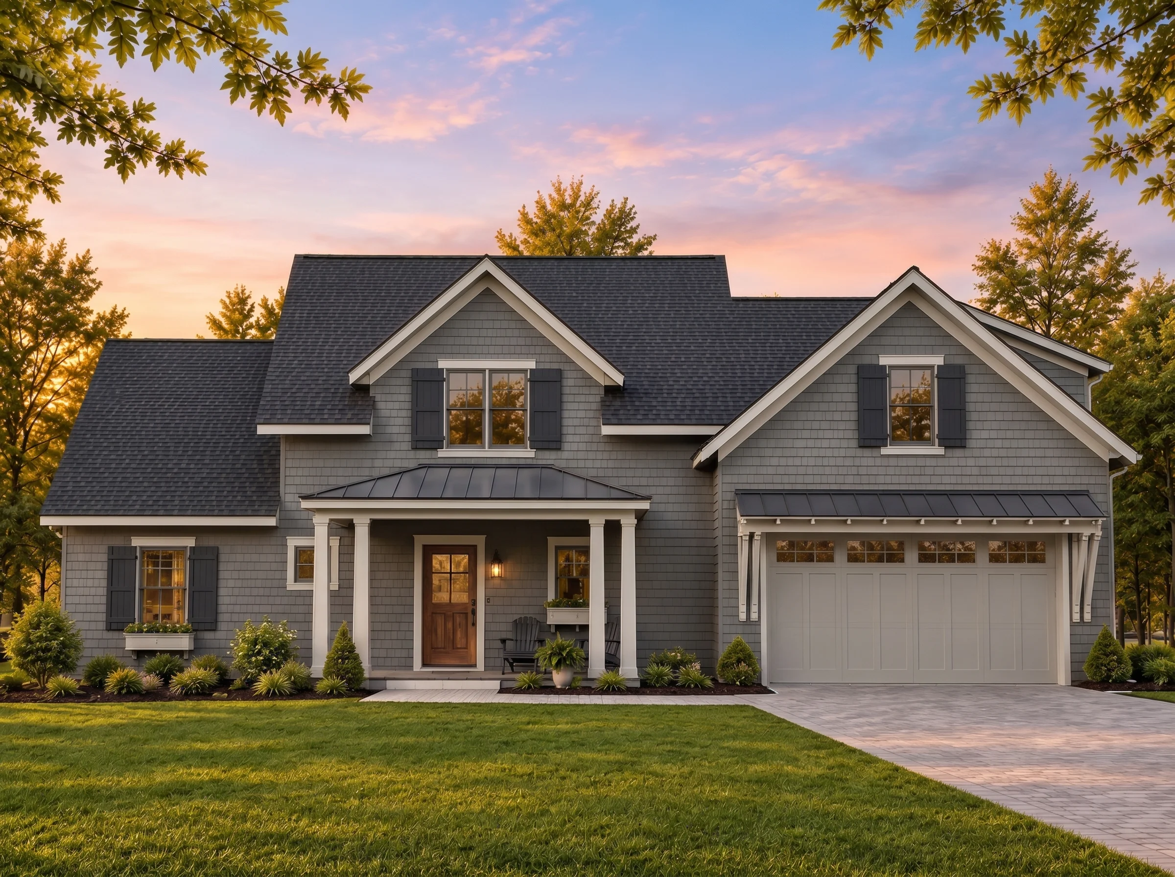 24-1432 HOUSE PLAN – Modern Farmhouse Home Plan – 4-Bed, 2.5-Bath, 2,360 SF - Warm Charcoal, AI-generated exterior concept
