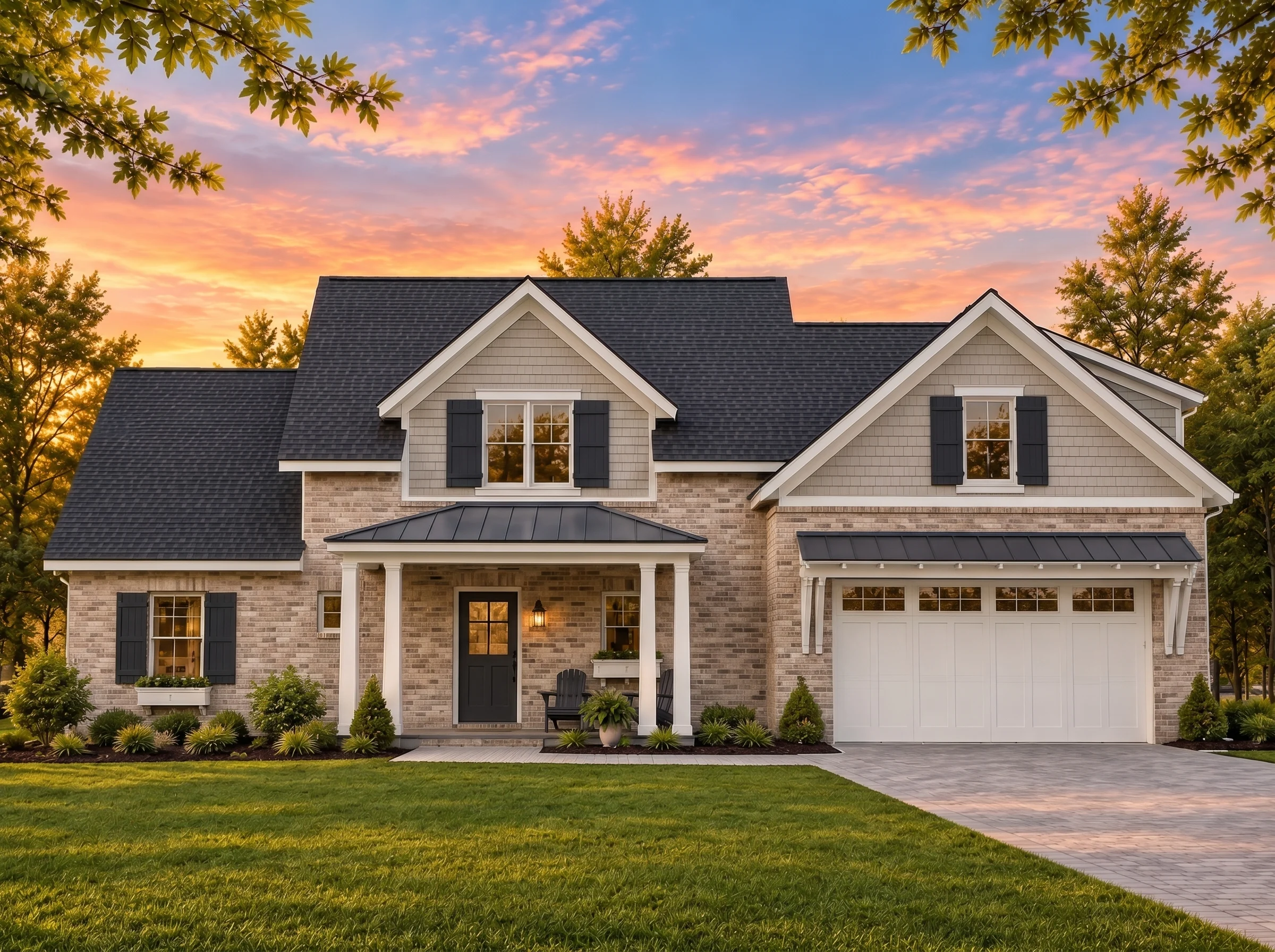 24-1432 HOUSE PLAN – Modern Farmhouse Home Plan – 4-Bed, 2.5-Bath, 2,360 SF - Natural Brick, AI-generated exterior concept