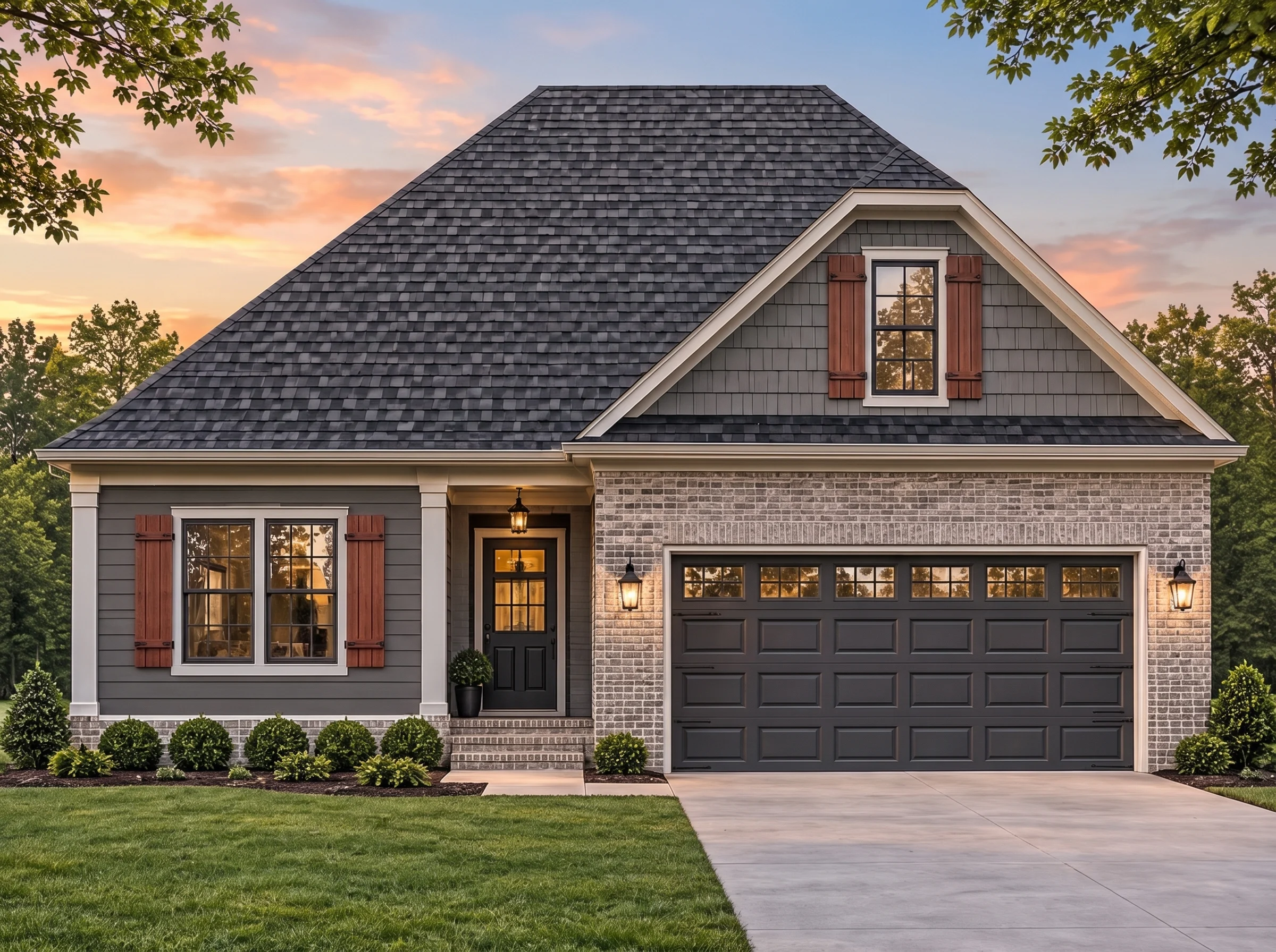 Plan  10-1623 – Aster Hollow Manor |  Traditional Ranch – 3-Bed, 2.5-Bath, 1,804 SF (Copy) - Warm Charcoal, AI-generated exterior concept