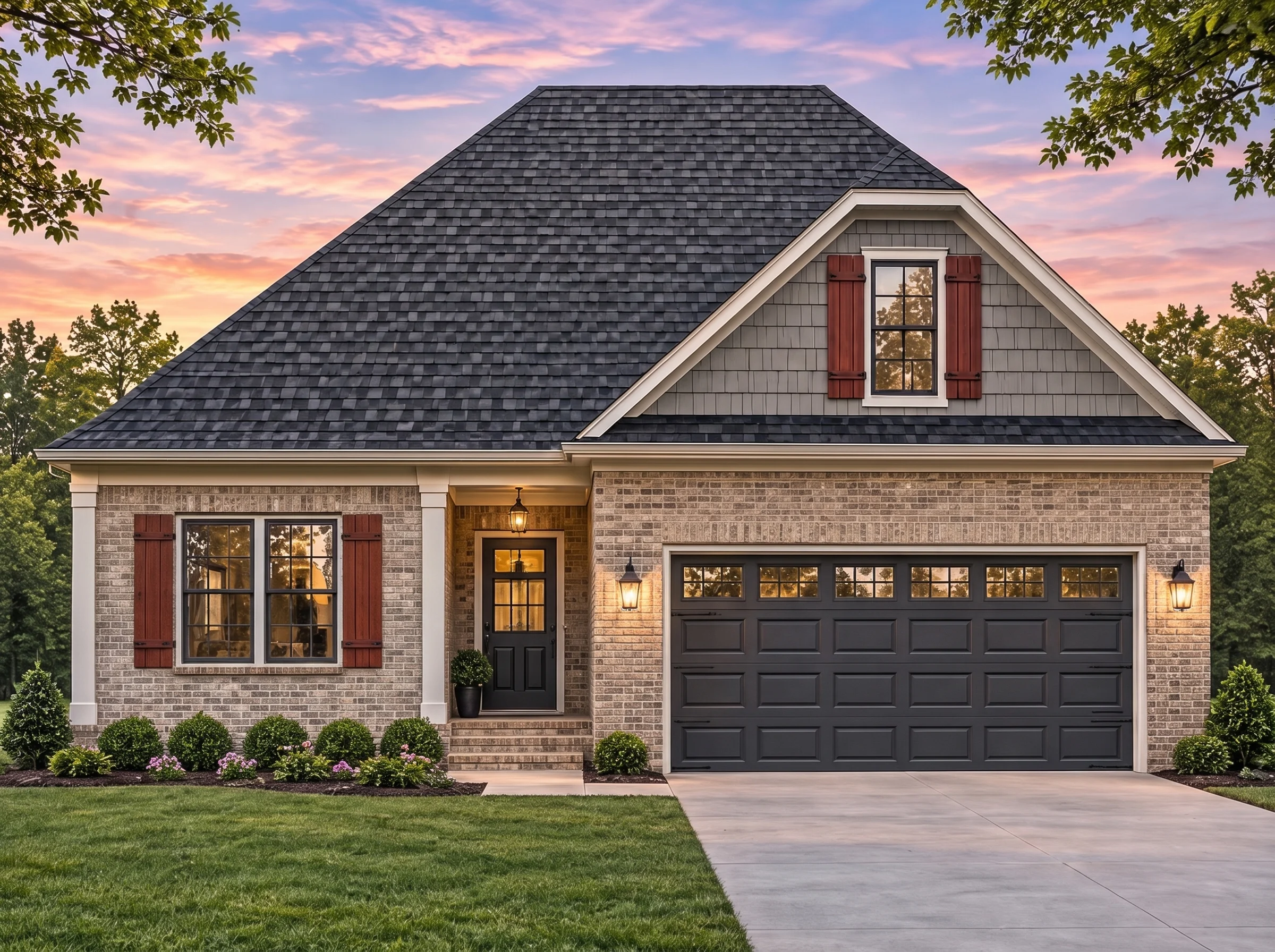 Plan  10-1623 – Aster Hollow Manor |  Traditional Ranch – 3-Bed, 2.5-Bath, 1,804 SF (Copy) - Natural Brick, AI-generated exterior concept