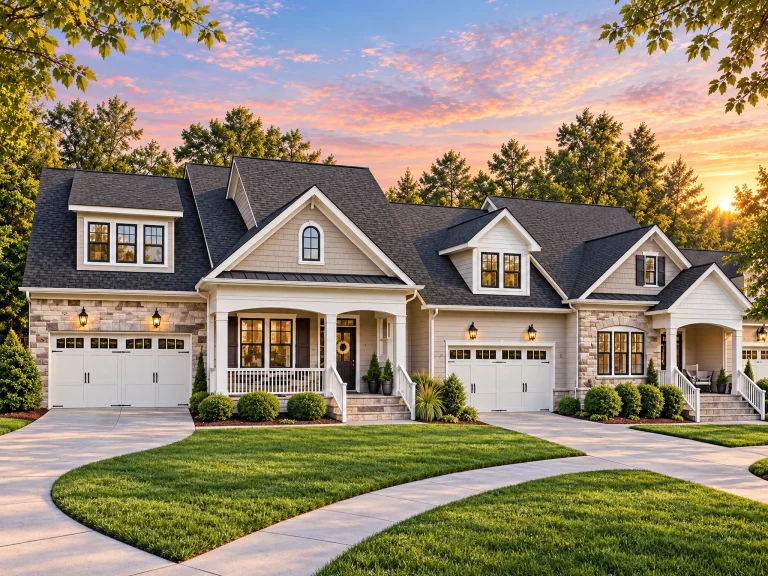 3 Bedroom House Plans 23 Plan 10-1655 – River Place Cottage | New American Duplex – 6-Bed, 4.5-Bath, 7,180 SF - exterior featured photo