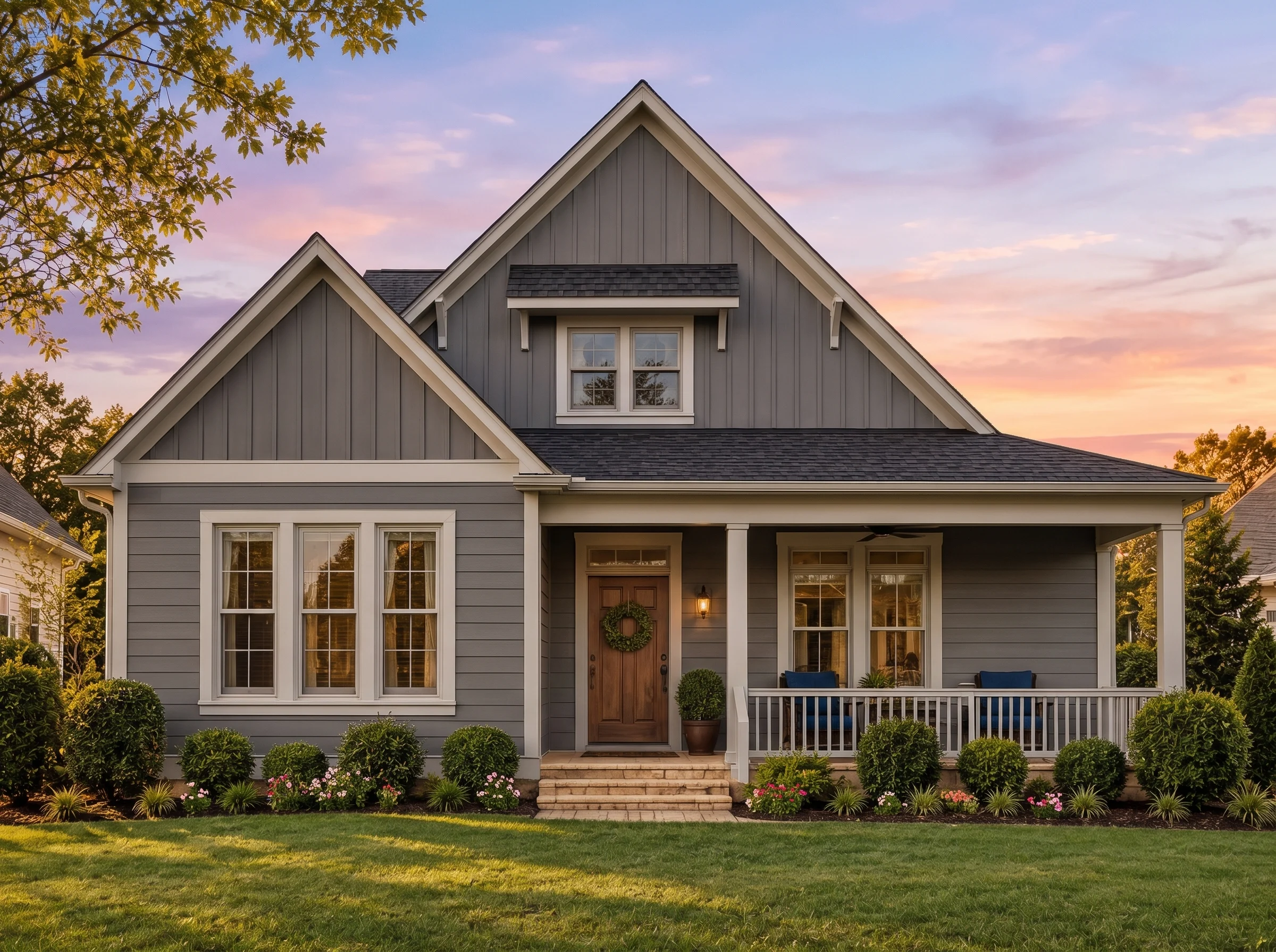 Plan  10-1781 – Aster Ridge Farm |  Coastal Cottage – 3-Bed, 2-Bath, 2,057 SF - Warm Charcoal, AI-generated exterior concept