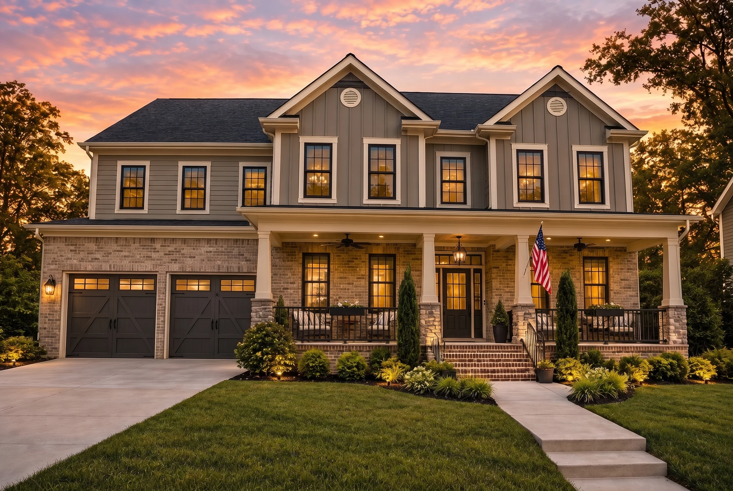 Plan  10-1711 – New York Ridge |  Colonial – 5-Bed, 4-Bath, 3,950 SF - Natural Brick, AI-generated exterior concept
