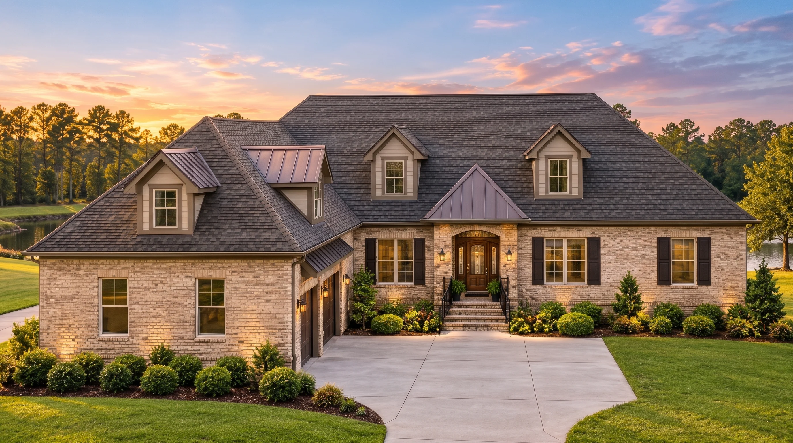 Plan  10-1861 – Aster Oak Haven |  Traditional Colonial – 3-Bed, 3.5-Bath, 3,404 SF - Mushroom Taupe, AI-generated exterior concept
