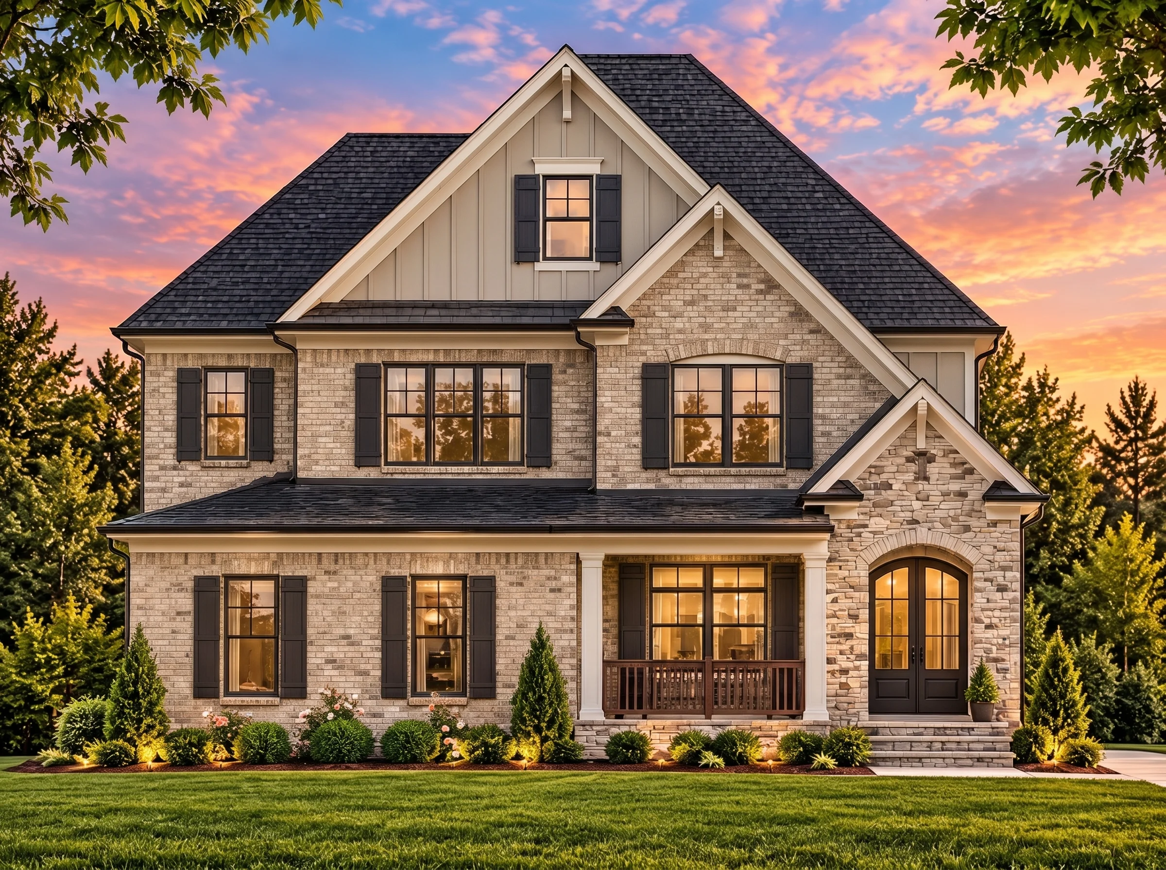 Plan  11-1137 – Shiloh Creek |  Traditional Colonial – 4-Bed, 3-Bath, 2,461 SF - Natural Brick, AI-generated exterior concept