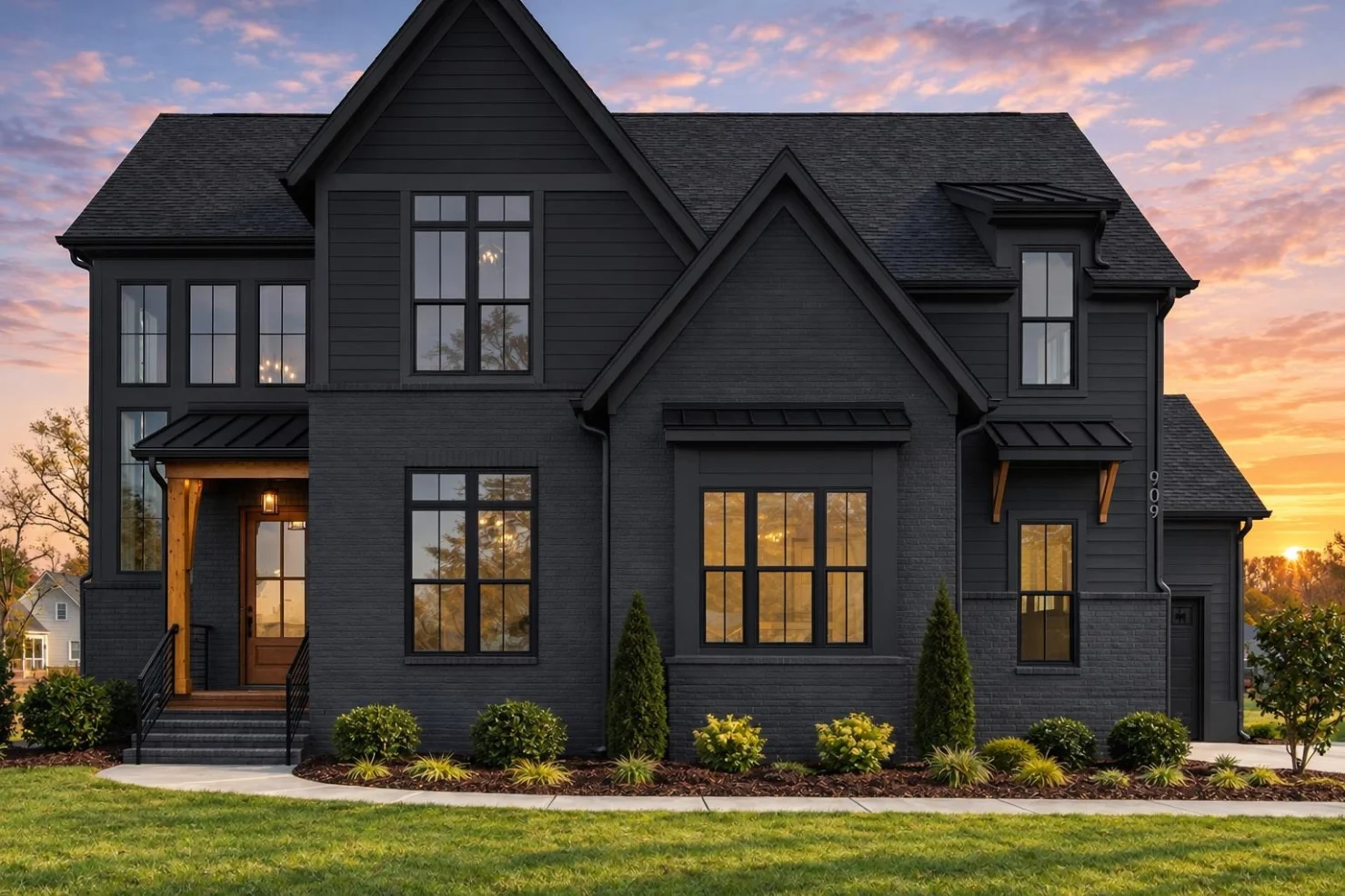 23-1335 HOUSE PLAN – Modern Farmhouse Home Plan – 5-Bed, 4.5-Bath, 3,278 SF - Modern Dark, AI-generated exterior concept