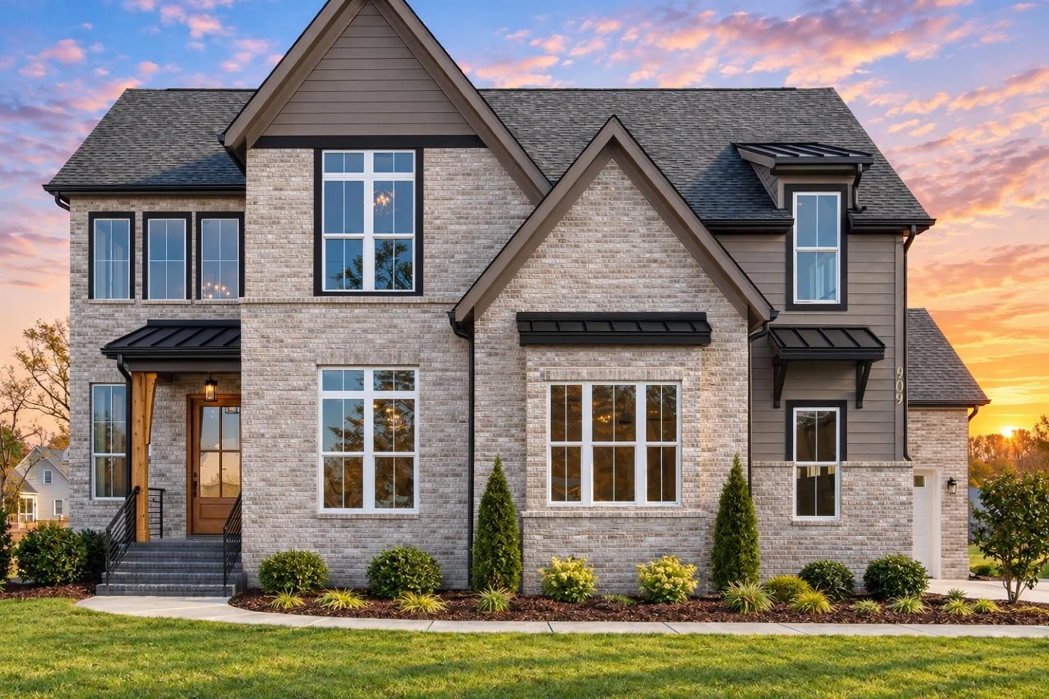 23-1335 HOUSE PLAN – Modern Farmhouse Home Plan – 5-Bed, 4.5-Bath, 3,278 SF - Modern Brick, AI-generated exterior concept